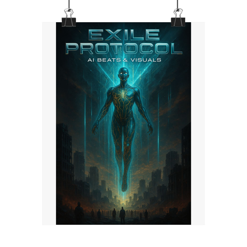 Exile Protocol - Album Art Poster | Cinematic Sci-Fi Spiritual Artwork